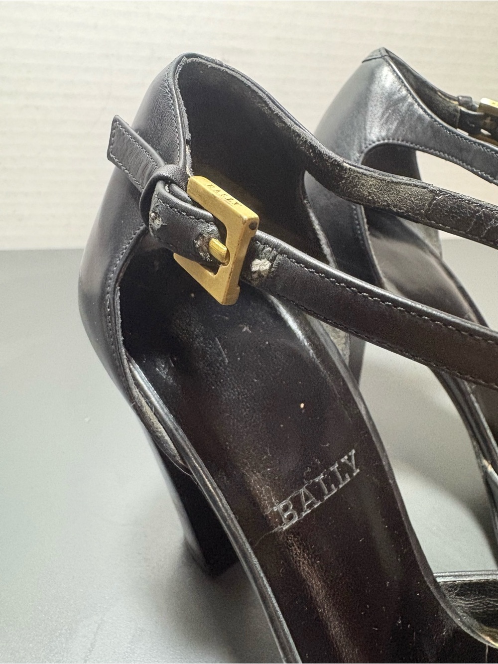 BALLY Black Leather Ankle-Strap Pumps - Picture 6 of 9